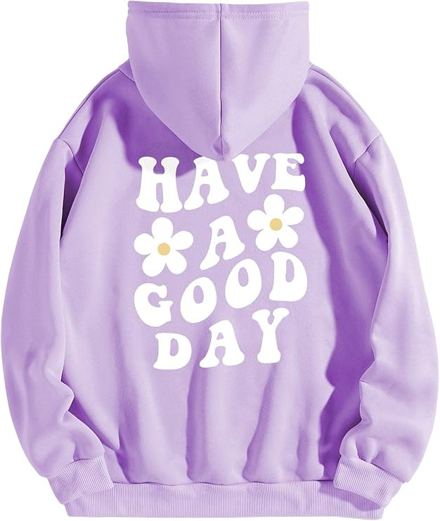 Floerns Women's Letter Graphic Print Long Sleeve Drawstring Hoodie Sweatshirt | Amazon (US)