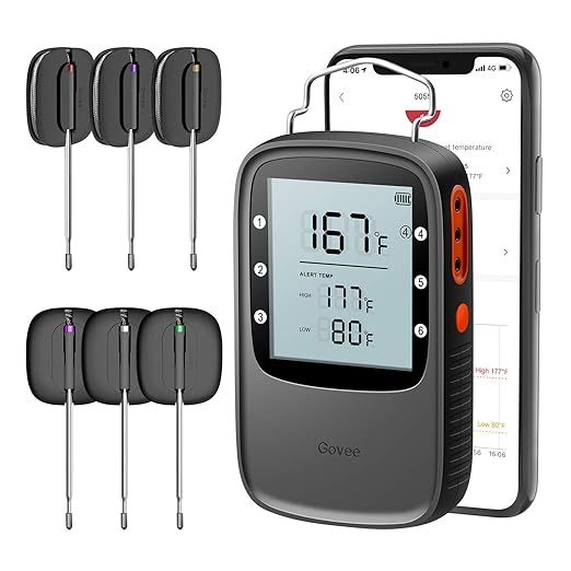 Govee Grill Thermometer, Bluetooth Digital Meat Thermometer with 6 Probes, 230ft Wireless Remote ... | Amazon (US)