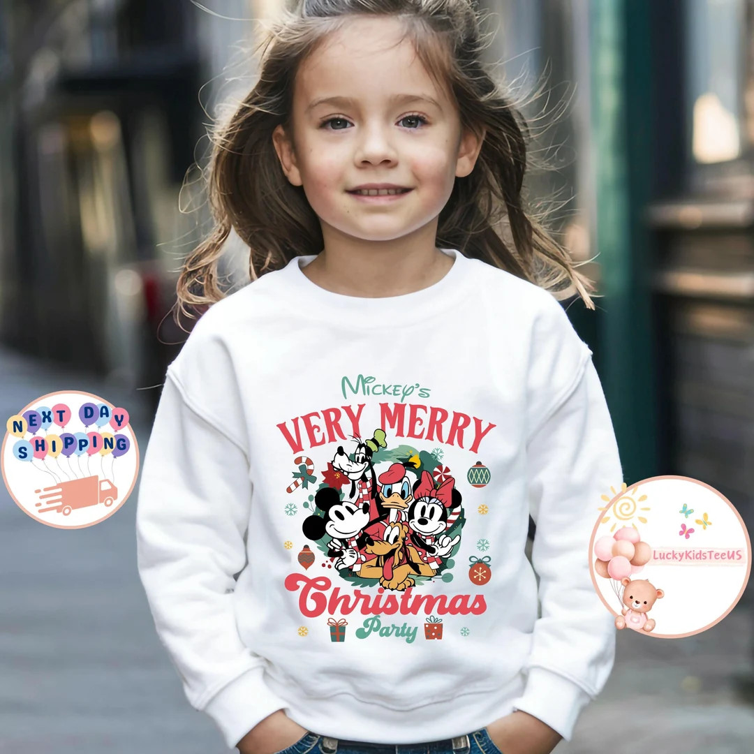 Mickeys Very Merry Christmas Party Toddler Sweatshirt, Disney Christmas Baby Bodysuit, Mickey and... | Etsy (US)