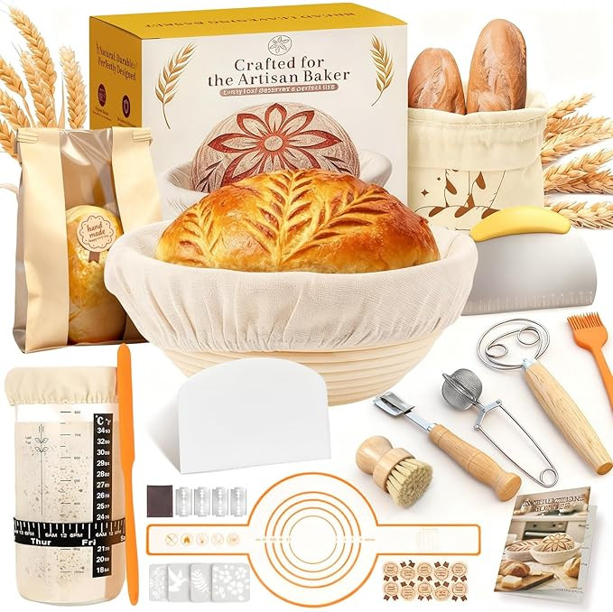 Complete Sourdough Starter Kit | Easy to Clean & Use for Beginners & Bakers | Natural Rattan Proo... | Amazon (US)