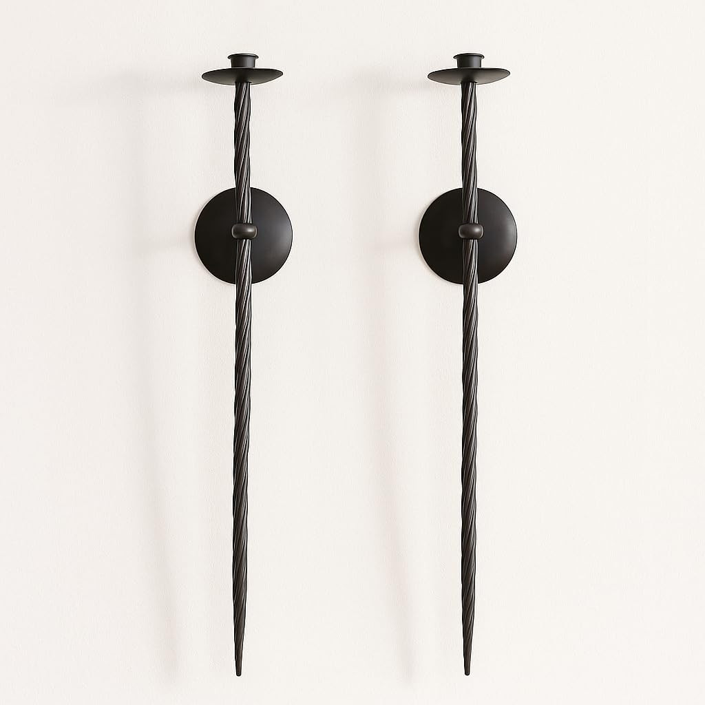 Large Wall Candle Holder Set of 2 Twisted Candle Sconces Wall Mount Metal Candle Holders Decor fo... | Amazon (US)