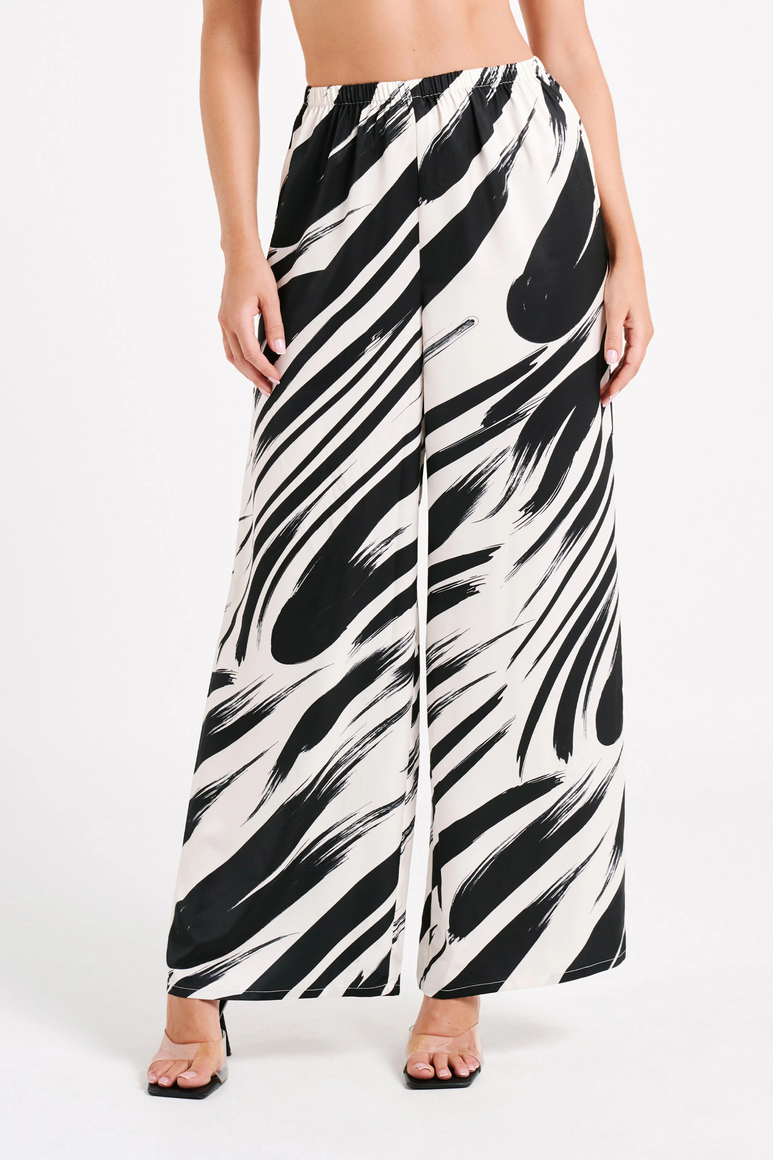 Marciela Printed Satin Straight Leg Pant - Abstract Print | MESHKI US
