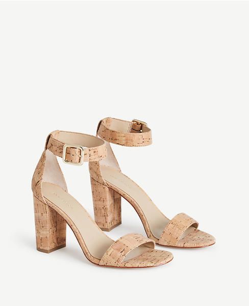 Leda Cork Block Heel Sandals | Ann Taylor (US)