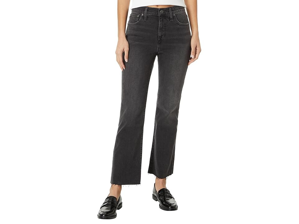 Madewell Kick Out Crop Jeans in Washed Black: Raw Hem Edition Women's Jeans Washed Black : 25 27.5, Cotton/Denim | Zappos