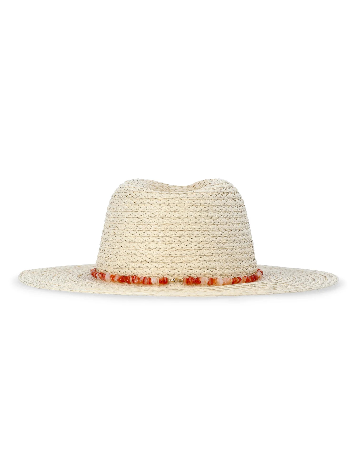 Time and Tru Women’s Straw Fedora with Stone Trim, One Size | Walmart (US)