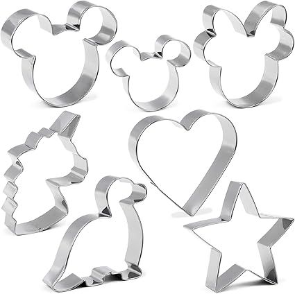 Cookie Cutter for Kids,Mickey & Minnie Mouse Unicorn Dinosaur Heart Star Shapes Stainless Steel C... | Amazon (US)