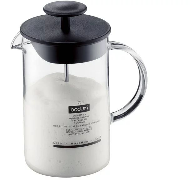 BODUM Latte Milk Frothier with Glass Handle, 8 Ounce, Black - Walmart.com | Walmart (US)