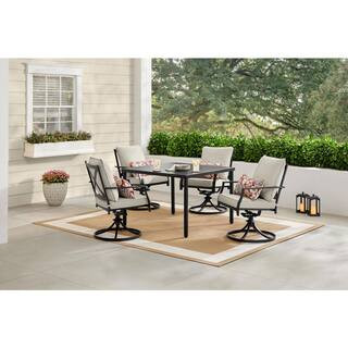 Cookson Black 5-Piece Metal Outdoor Dining Set with Cushion Guard Putty Beige Cushion | The Home Depot