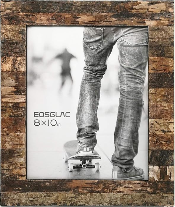 Eosglac Rustic 8x10 Wooden Picture Frame, Handmade with Real Birch Bark, Easel Back, Natural | Amazon (US)