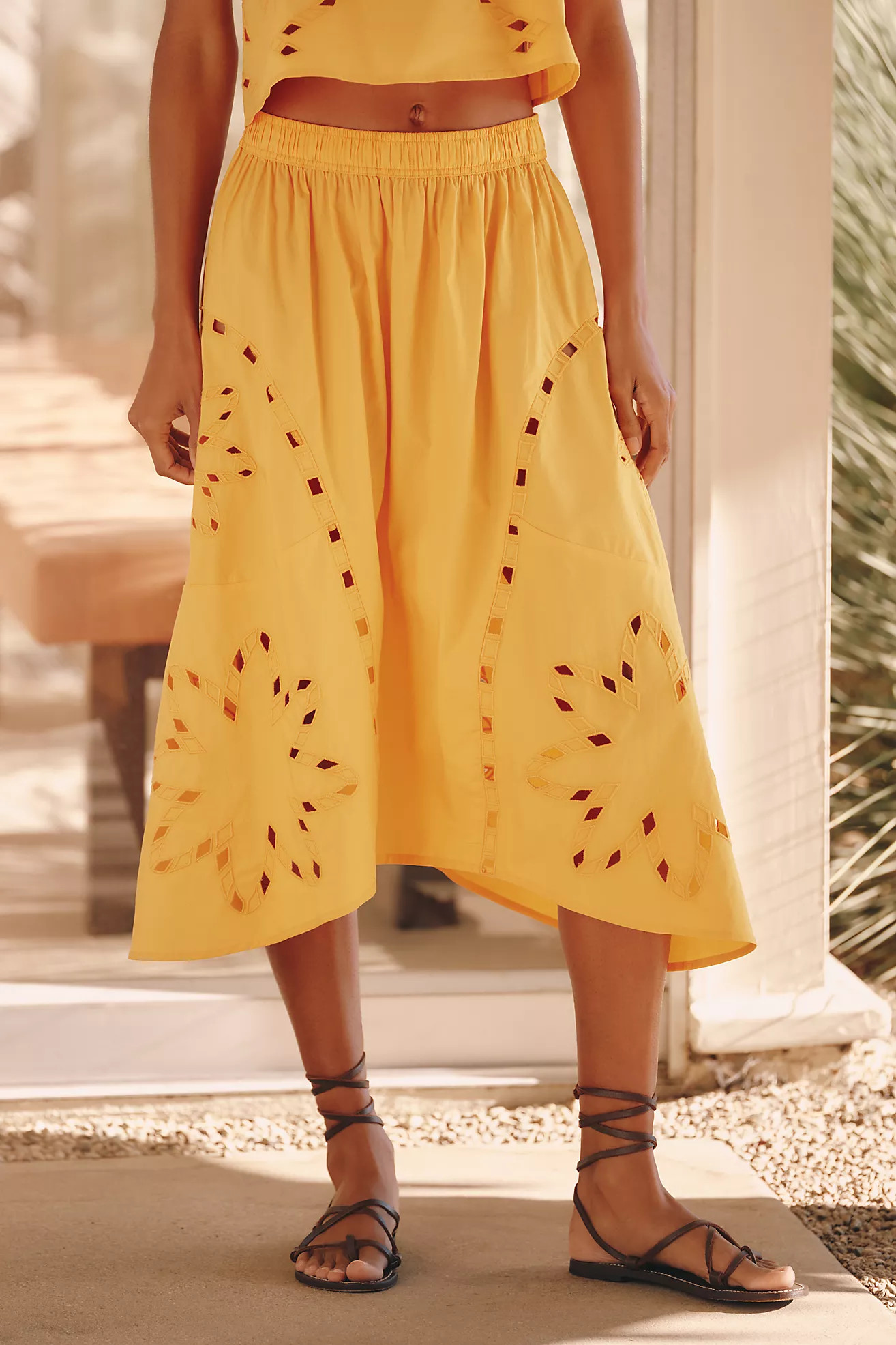 Celandine Sun Cutwork Midi Skirt | Anthropologie (US)