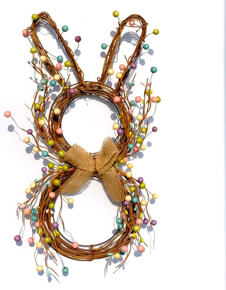 idyllic Easter Bunny Spring Wreath Blossom Rabbit Garland with Pastel Berries Artificial Floral W... | Amazon (US)