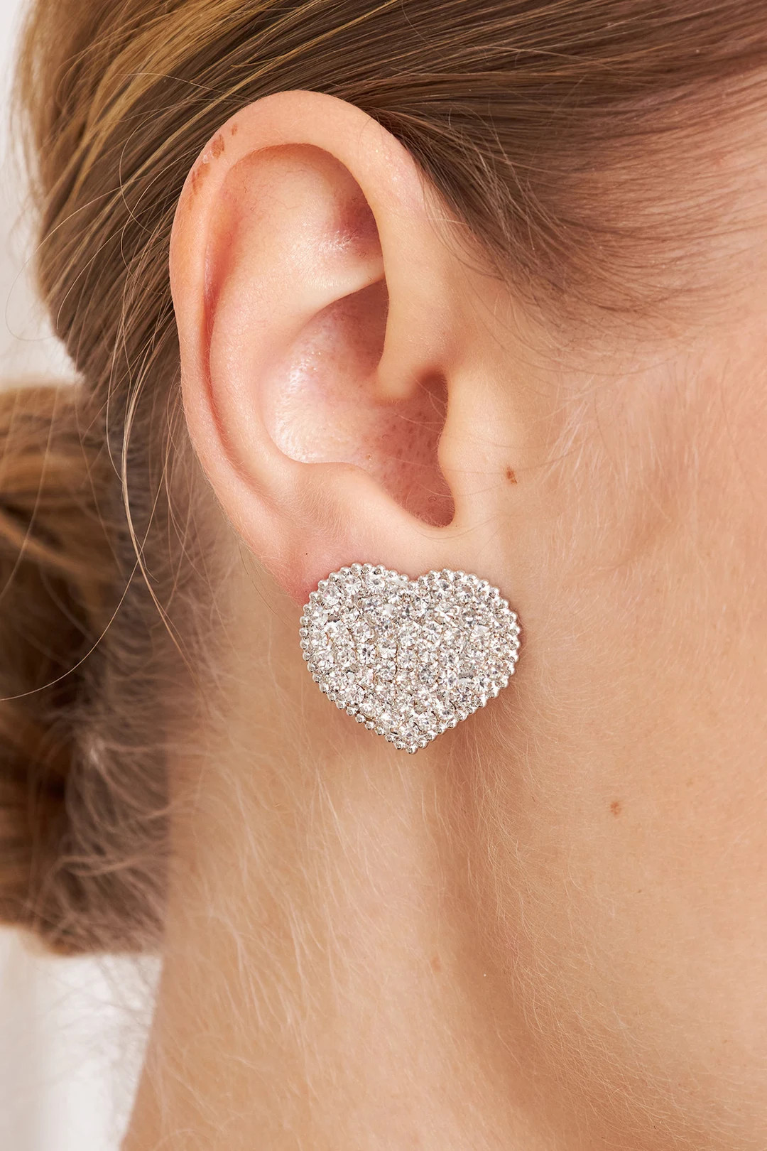 Heart Rhinestone Earrings: Silver Plated Crystal Statement Earrings - Etsy | Etsy (US)