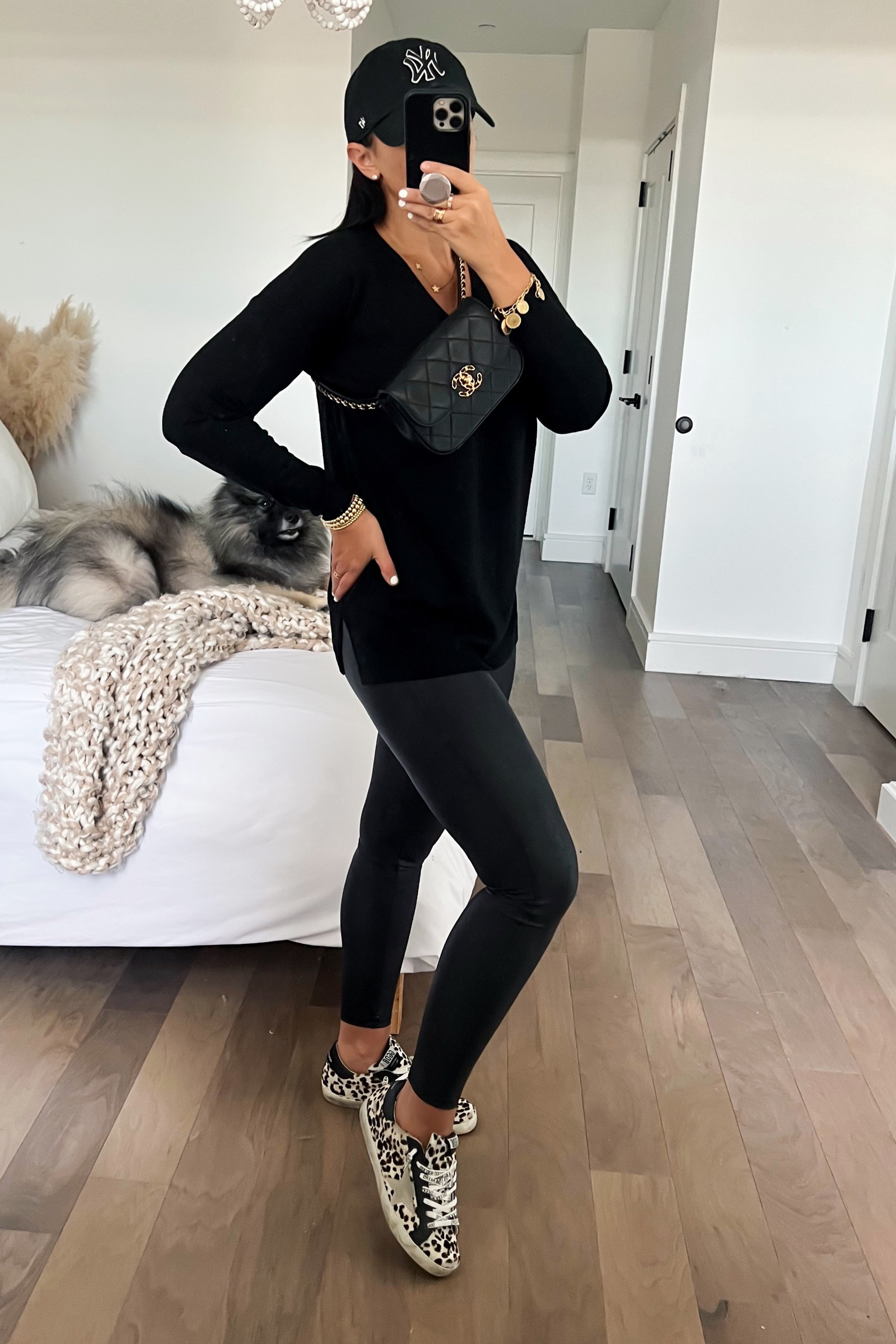 Sweater wearing size small. Spanx dupe leggings wearing size small