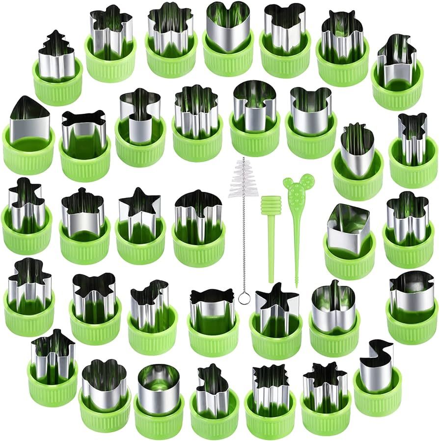 NEW LIVE 35 Pack Cookie Cutters Vegetable Fruit Cutter Shapes Stamps Mold Mini Cookie Cutters | Amazon (US)