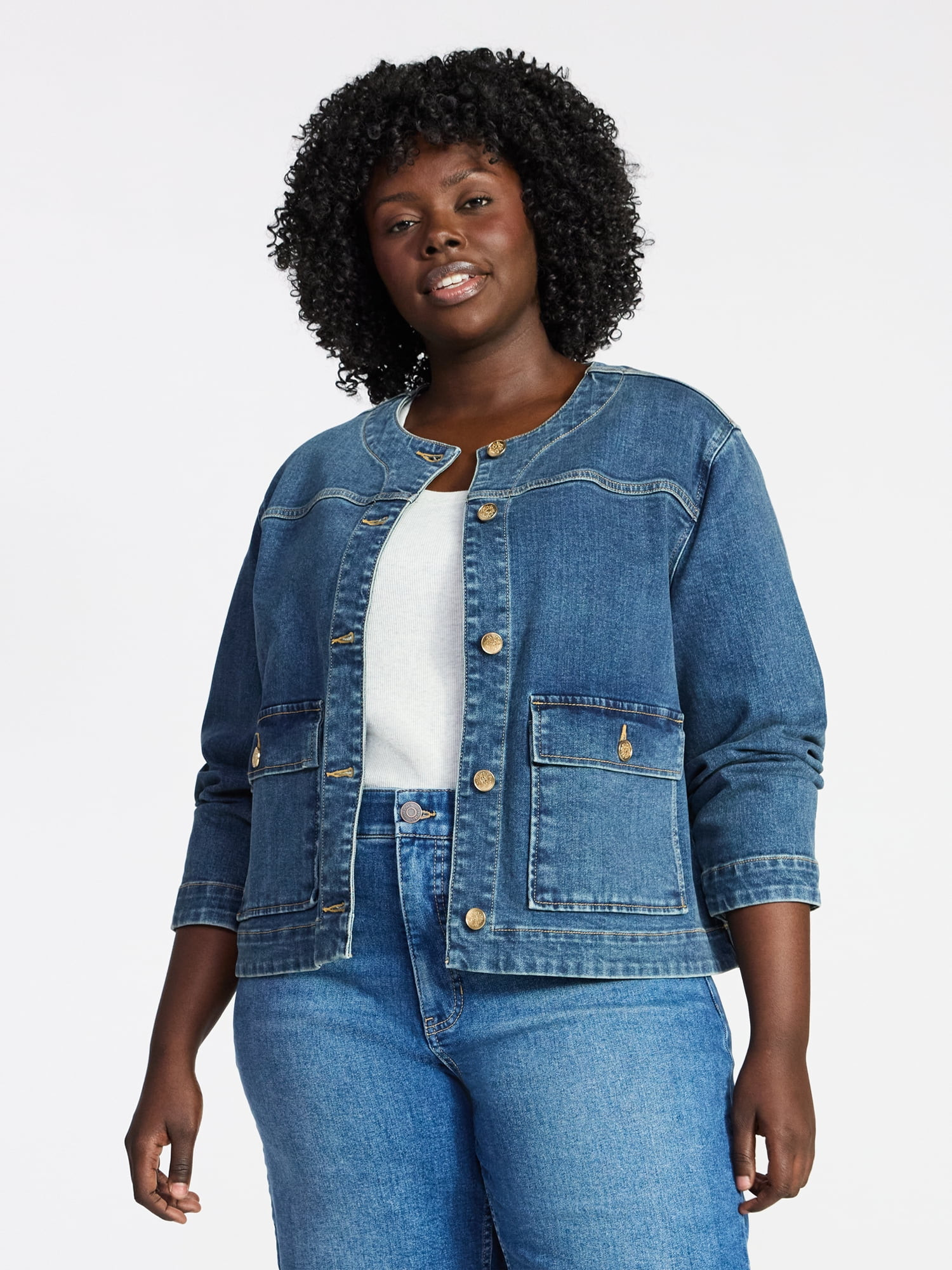 Terra & Sky Plus Denim Lady Jacket, Sizes 0X-5X | Walmart (US)