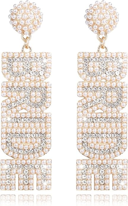 Bride Earrings - Bride To Be Gifts for Bachelorette Beaded Earrings For Bachelorette Outfit Bride... | Amazon (US)