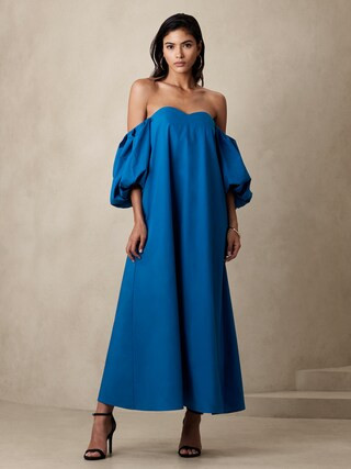 Puff-Sleeve Maxi Dress | Banana Republic Factory