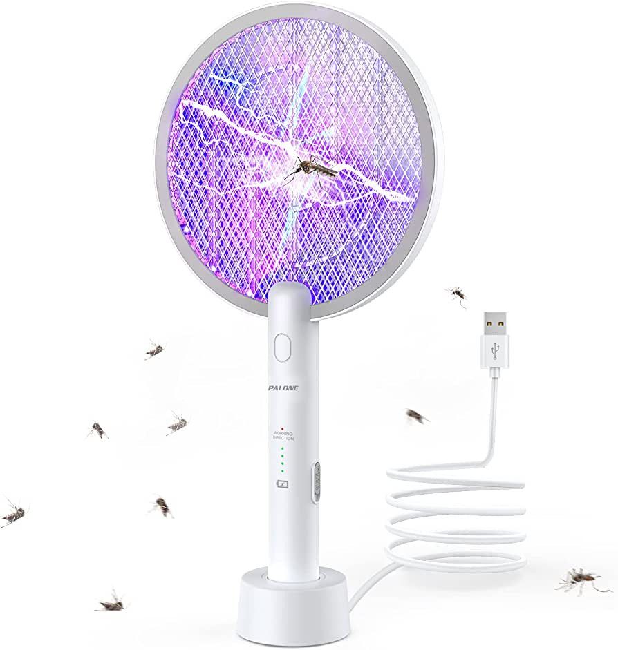 PALONE Electric Fly Swatter 3000V Bug Zapper Racket 2 in 1 Fly Swatter with 1200mAh Battery Recha... | Amazon (US)