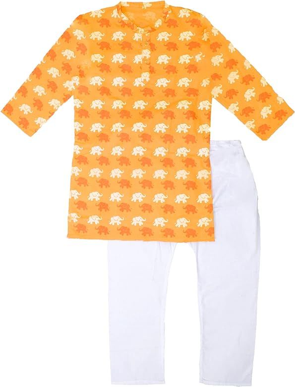 Chandrakala Kids Printed Kurta Pyjama Set for Boys Indian Traditional Party Wear Bollywood Style ... | Amazon (US)
