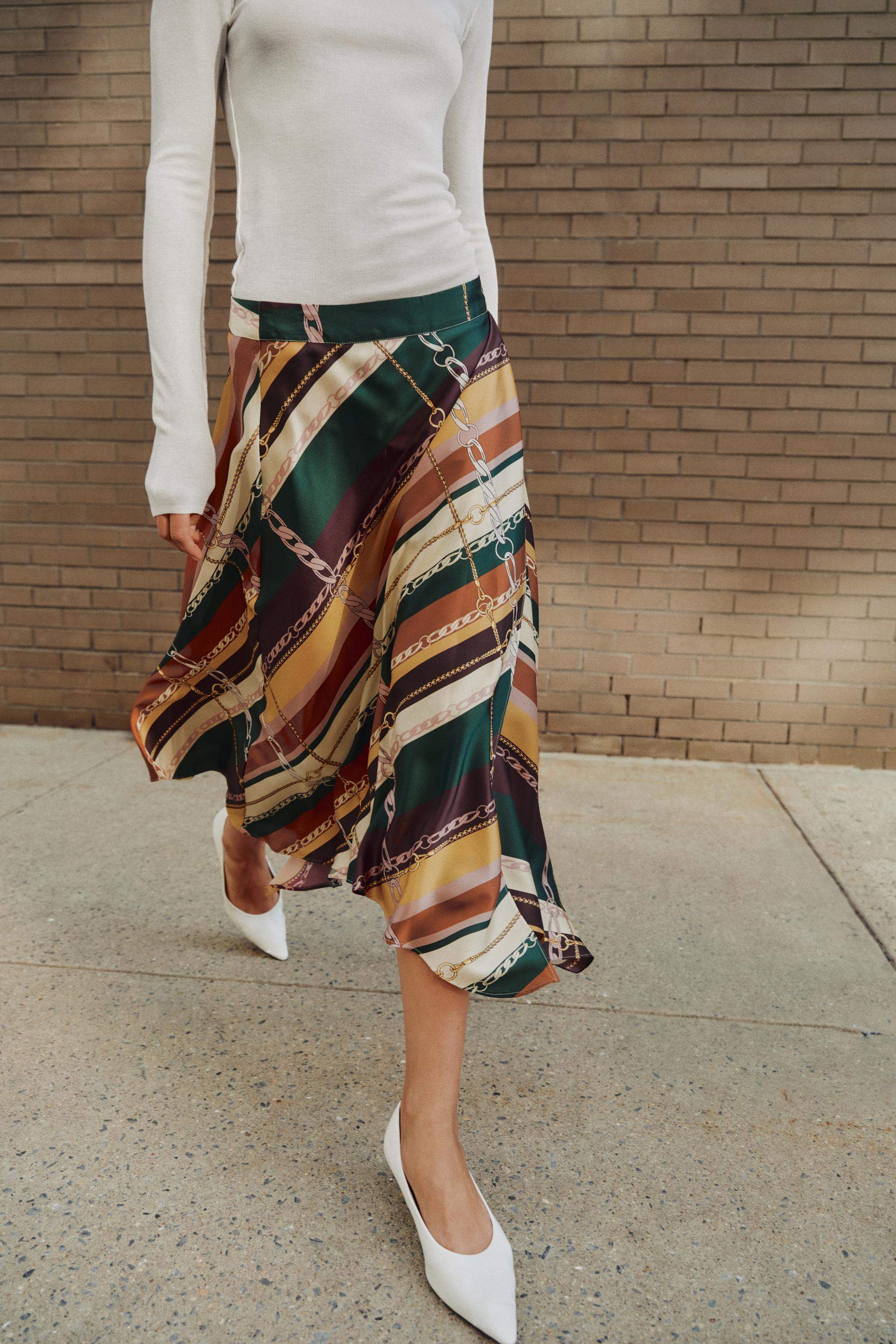 Zara - Printed Asymmetric Skirt - Multicolored - L - Woman | Zara US
