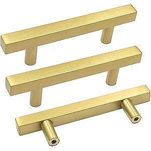 goldenwarm Gold Drawer Pulls Brushed Brass Kitchen Hardware 3-3/4In Hole Centers - LS1212GD96 Gol... | Amazon (US)