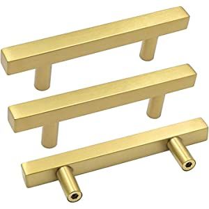 goldenwarm Gold Drawer Pulls Brushed Brass Kitchen Hardware 3-3/4In Hole Centers - LS1212GD96 Gol... | Amazon (US)