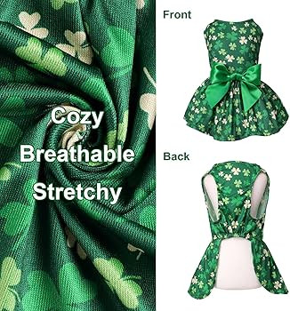 St. Patrick's Day Dog Green Dress for Small Dogs Girl,Four Leaf Outfits Skirt Dog,Puppy Dresses C... | Amazon (US)