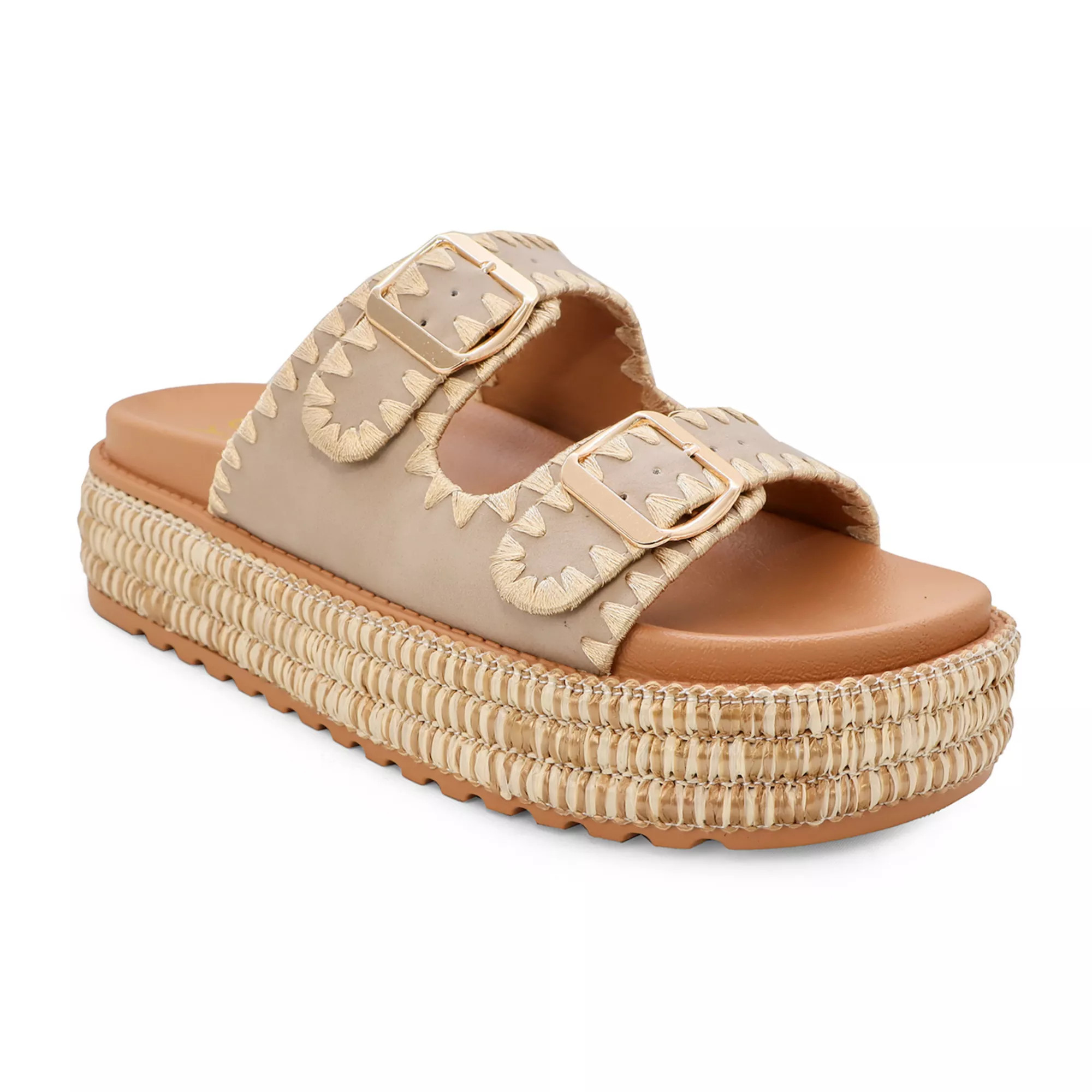 Yoki Platform Espadrille Double Buckle Stitch Women's Sandals | Kohl's