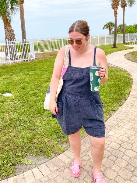 #beachoutfit these overalls have become one of my #summerstaples 💖 I own them in blue and black!!

sunglasses are from by a thread boutique

tote & stickers on my cup are from my shop @shopdaisymarketco

#LTKswim #LTKshoecrush #LTKstyletip