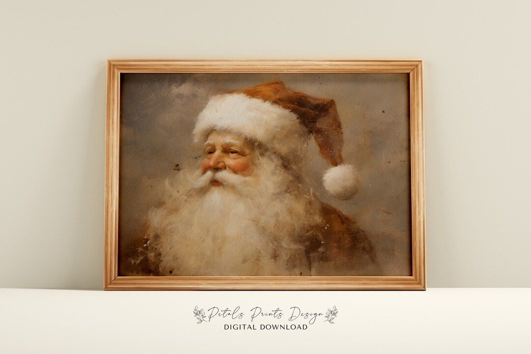 Christmas Wall Decor Printable Santa Still Life Painting - Etsy | Etsy (US)