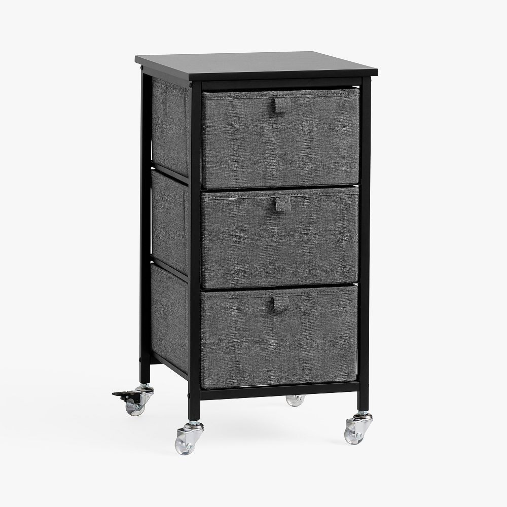 Rolling 3-Drawer Cart (12.5"x24") - Black/Oat | Pottery Barn Teen