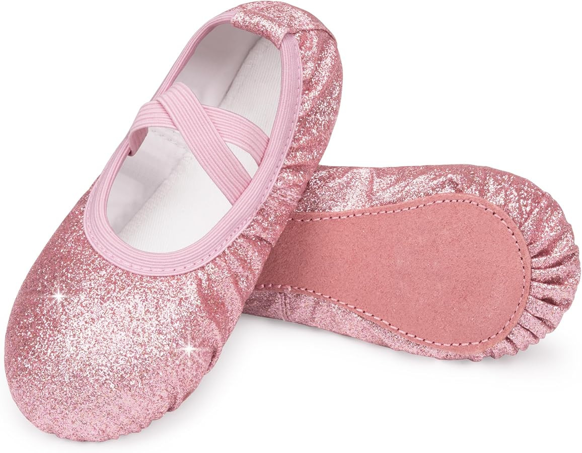 Stelle Ballet Shoes for Girls Glitter | Metallic Faux Leather Ballet Slippers Dance Shoes for Tod... | Amazon (US)