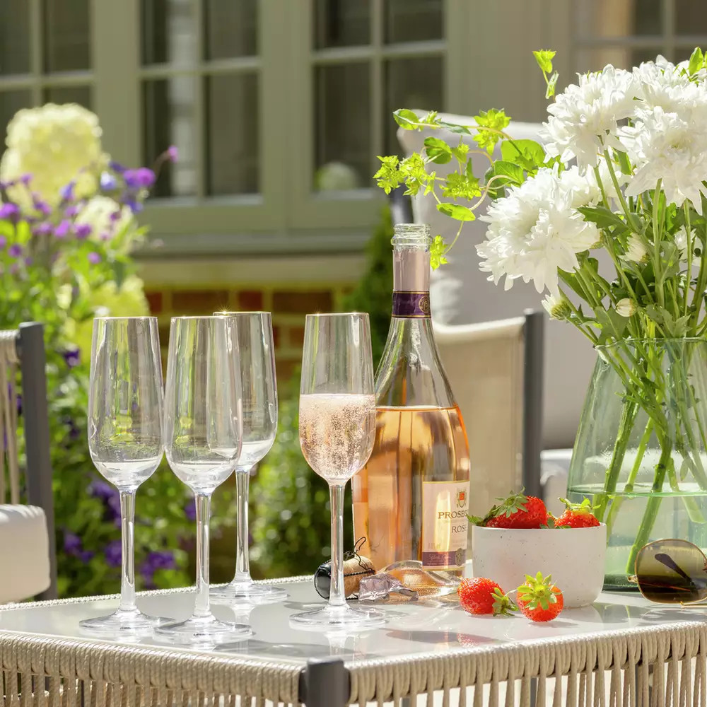 Buy Habitat Plastic Gold Rim Prosecco Glass - Pack of 4 | Glassware | Habitat | Habitat UK