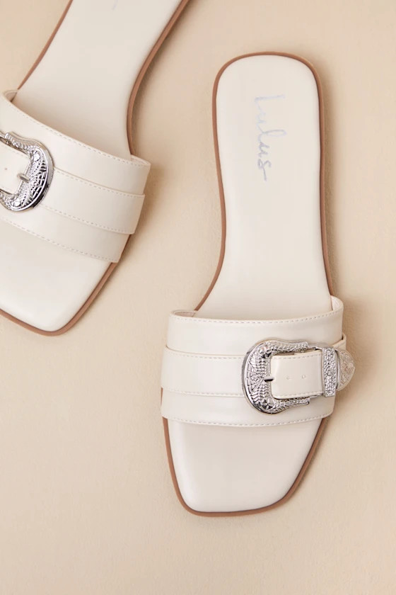 Nyomi Bone Buckle Slide Sandals | Lulus