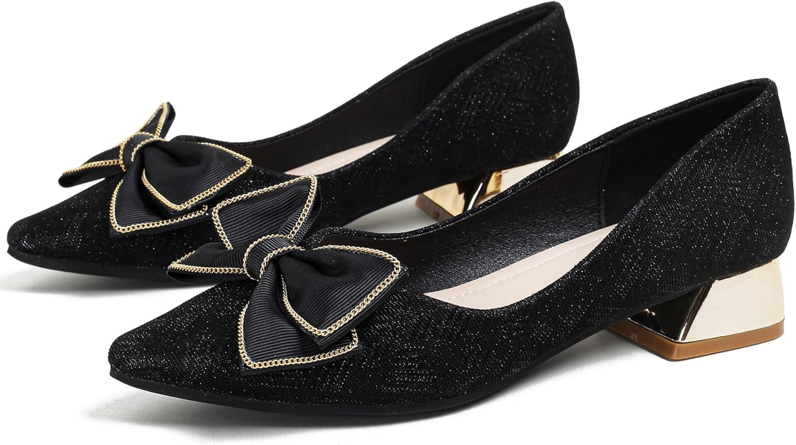 Women's Low Block Chunky Heels Dress Shoes Pointed Toe Closed Toe Work Pumps Slip on Comfort Dres... | Amazon (US)