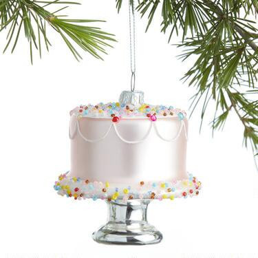 Pink Glass Retro Cake Ornament | World Market