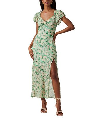 ASTR the Label Women's Maisy Floral Print Flutter Sleeve Midi Dress - Macy's | Macy's