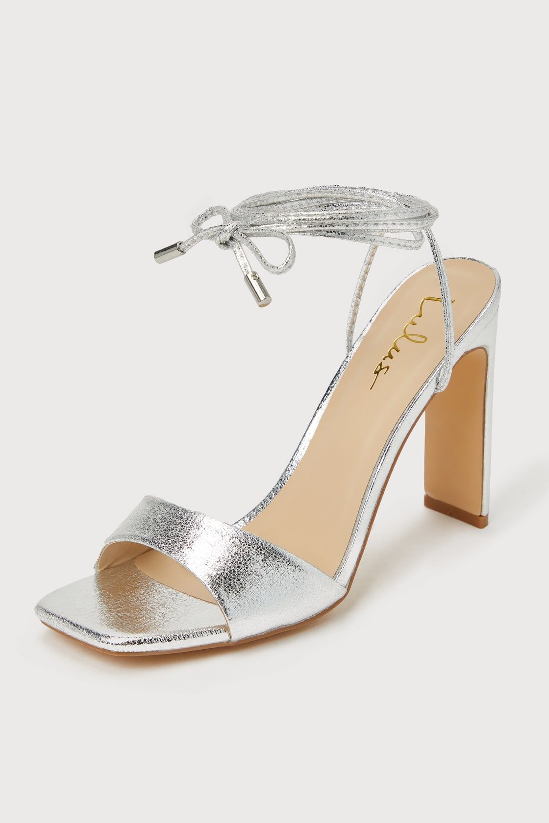 Madelynn Silver Metallic Lace-Up High Heel Sandals | Lulus
