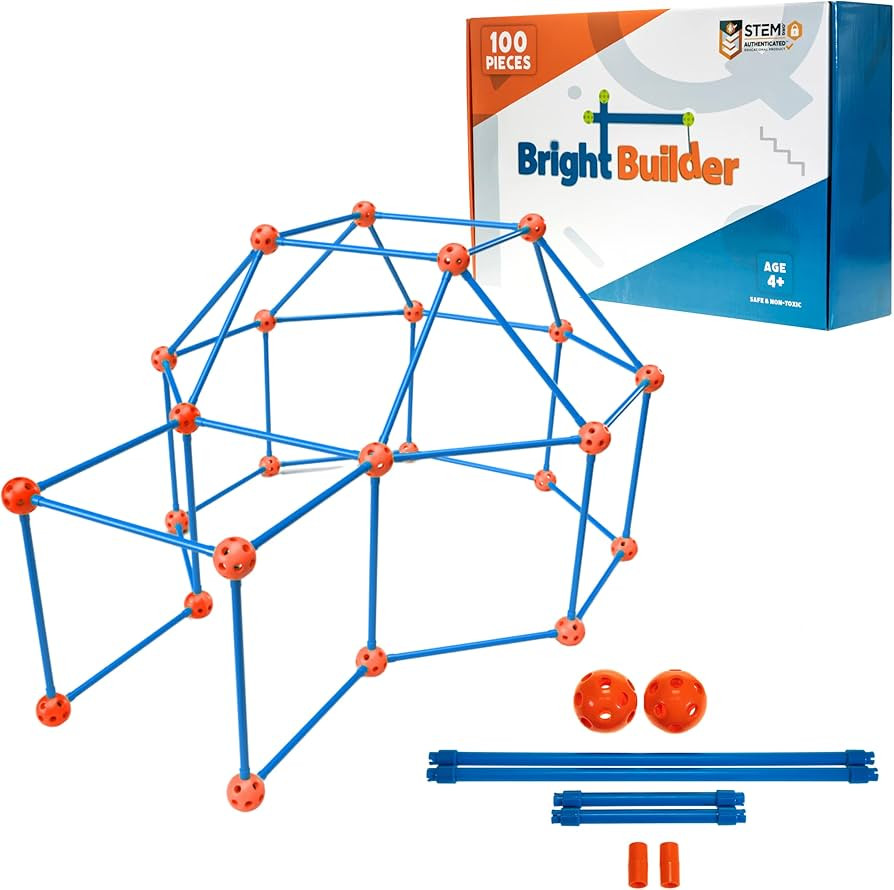 Intellio Toys 100 Pieces Fort Building Kit for Kids 4-8 - STEM Building DIY Educational Toy - Blu... | Amazon (US)