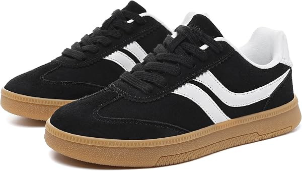 GSLMOLN Women's Retro Fashion Sneakers Casual Gum Sole Walking Shoes for Women Comfortable Suede Leather Sneakers Anti Slip Tennis Shoes Streetwear Style | Amazon (US)