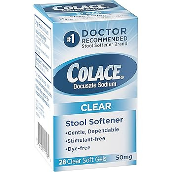 Colace Clear Stool Softener Soft Gel Capsules Constipation Relief 50mg Docusate Sodium Doctor Rec... | Amazon (US)
