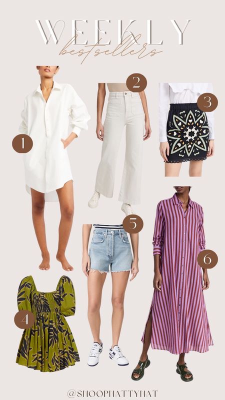 Weekly best sellers - mini skirt - Parker shorts - swim cover up - white dress - white T-shirt dress - revolve - Shopbop - sailor jeans 

#LTKstyletip #LTKSeasonal