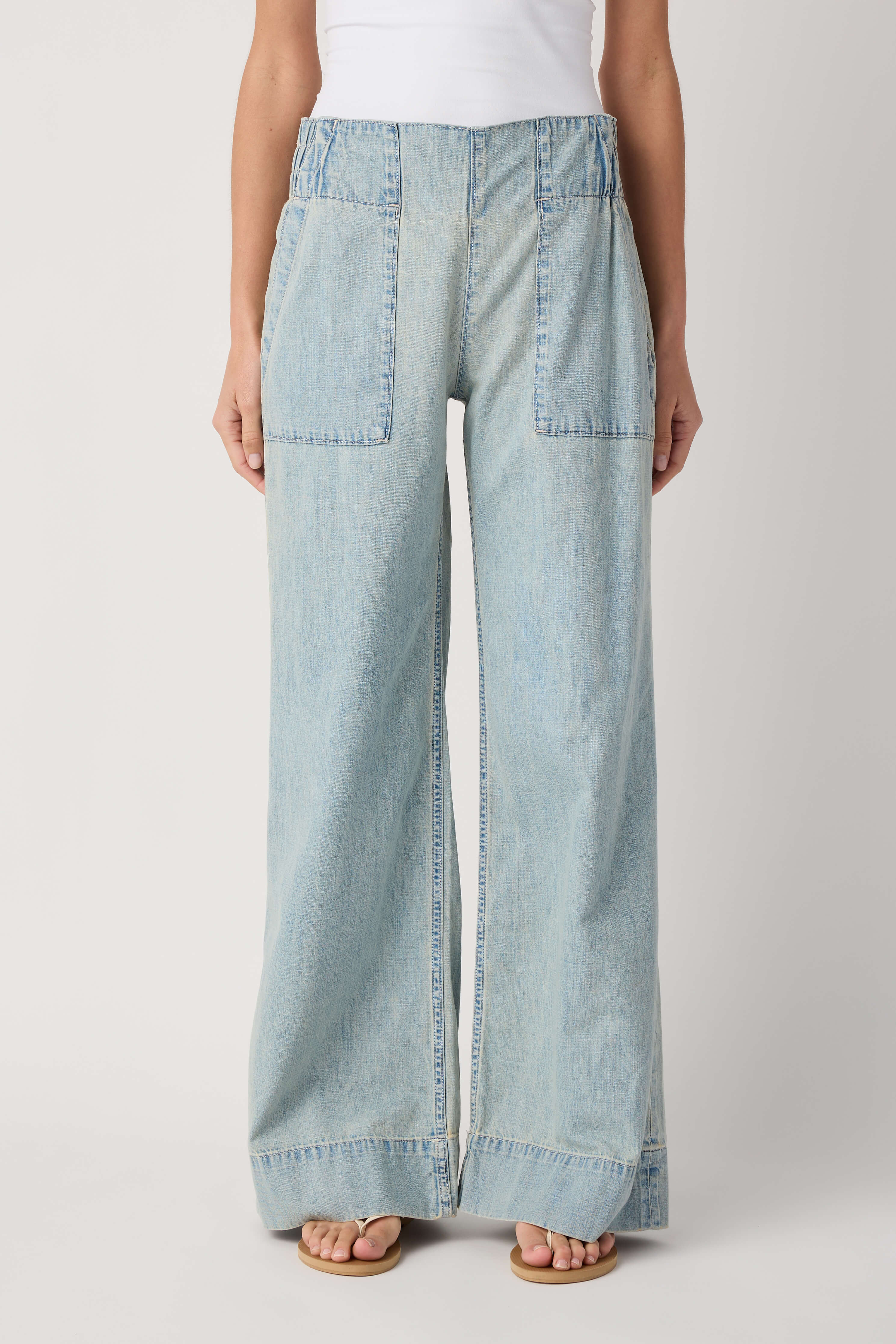 Free People Breezy Denim Pull On Pants | Social Threads