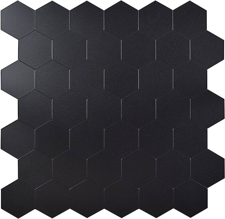 Miscasa Peel and Stick Black Tile Backsplash, Hexagon Aluminum Composite Panel Self Adhesive Tile... | Amazon (US)
