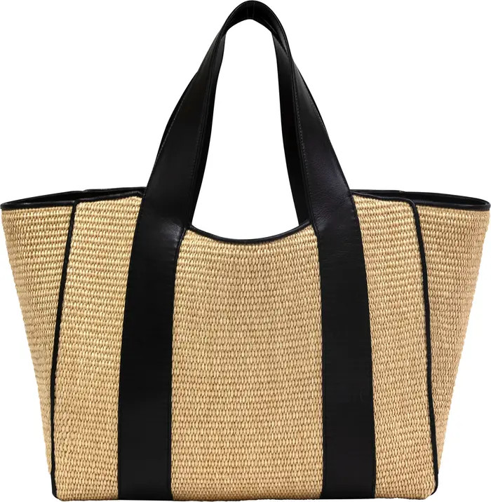 LISELLE KISS Penelope Raffia & Leather Tote | Nordstrom | Nordstrom
