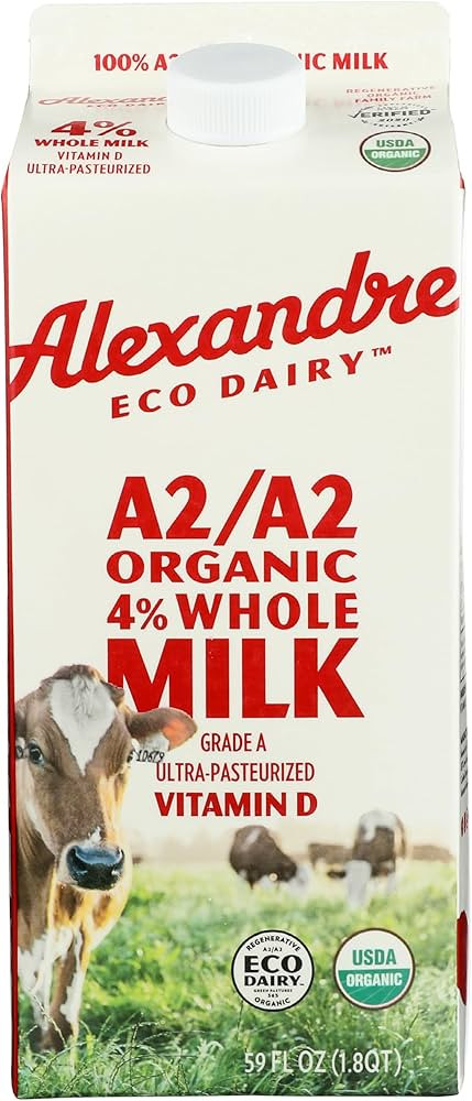 Alexandre Eco Dairy Organic A2/A2 Whole Milk, 1.8 qt | Amazon (US)