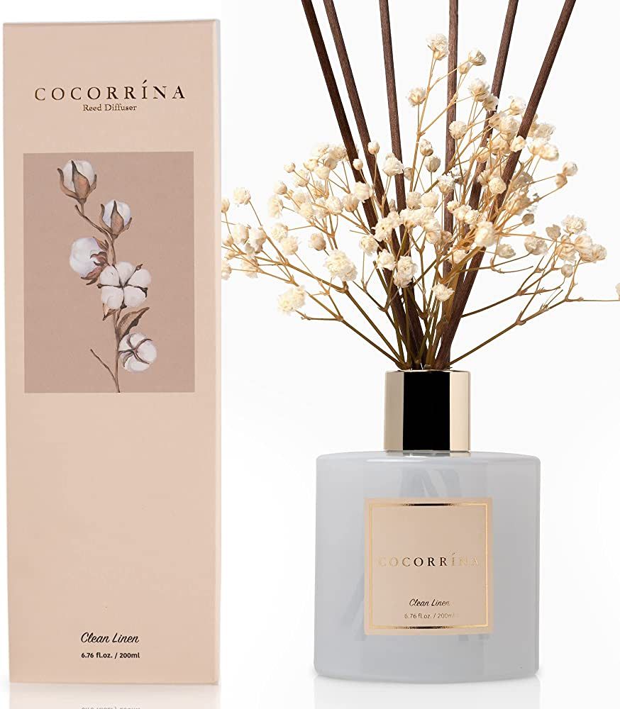 Cocorrína Reed Diffuser Set, 6.7 oz Clean Linen Scented Diffuser with Sticks Home Fragrance Esse... | Amazon (US)