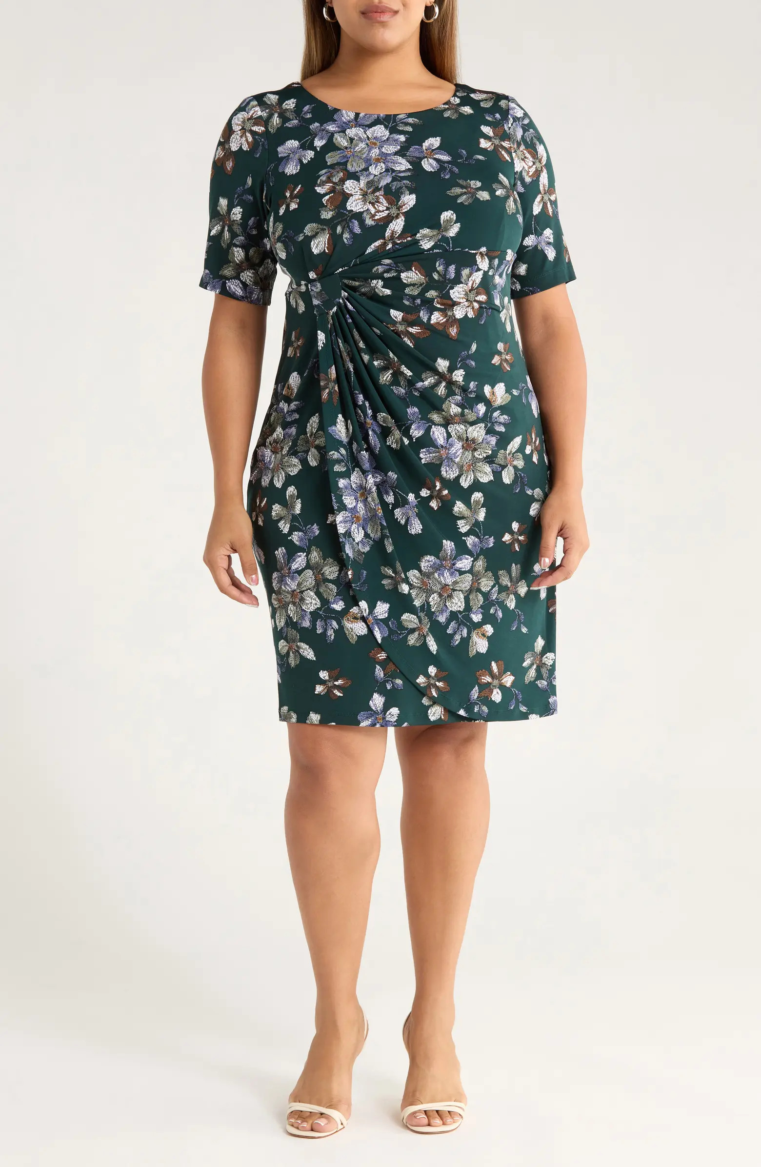 Floral Side Ruched Knit Dress | Nordstrom