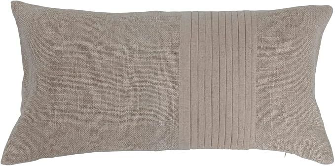 Creative Co-Op Linen Blend Pleated Lumbar Pillow, 24" L x 12" W x 2" H, Natural | Amazon (US)