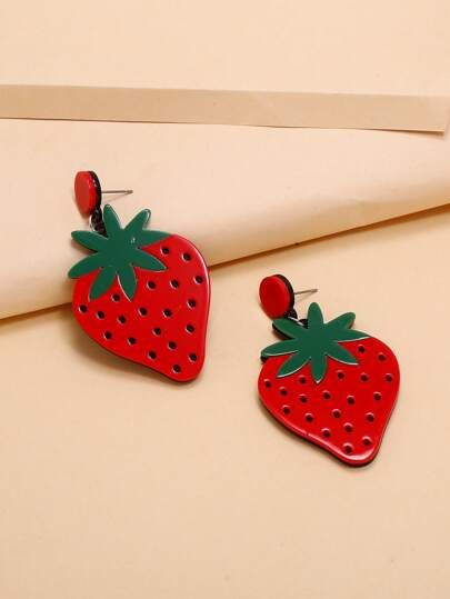 Strawberry Charm Drop Earrings | SHEIN